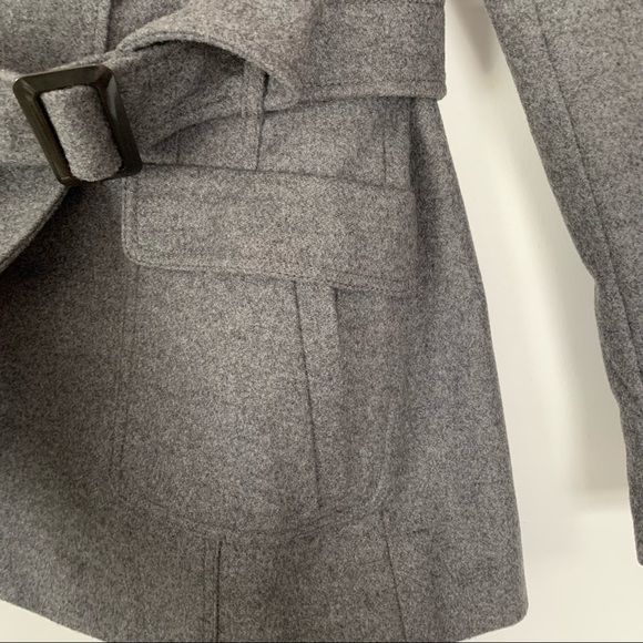 BANANA REPUBLIC Gray Italian Wool Belted Pea Coat Trench Coat - Picture 8 of 16